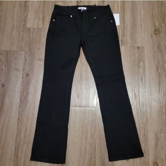 Frame Cut Off Raw Waist Slit Hem Mini Boot Jeans Women's 26 Black Grunge - Picture 3 of 12